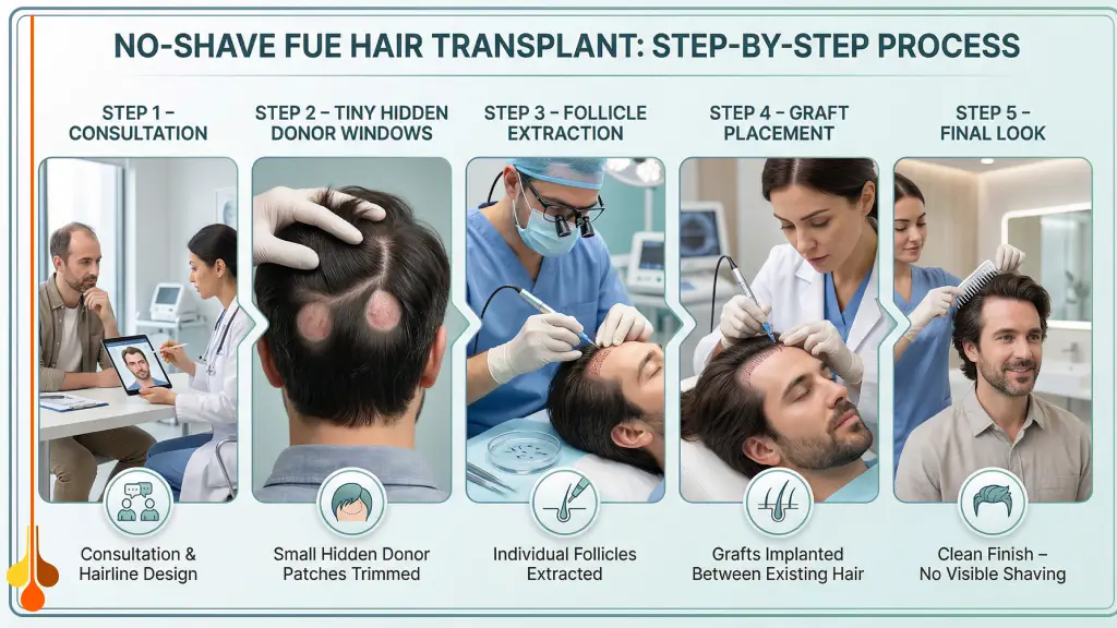 How No-Shave FUE Works (Real Step-by-Step)