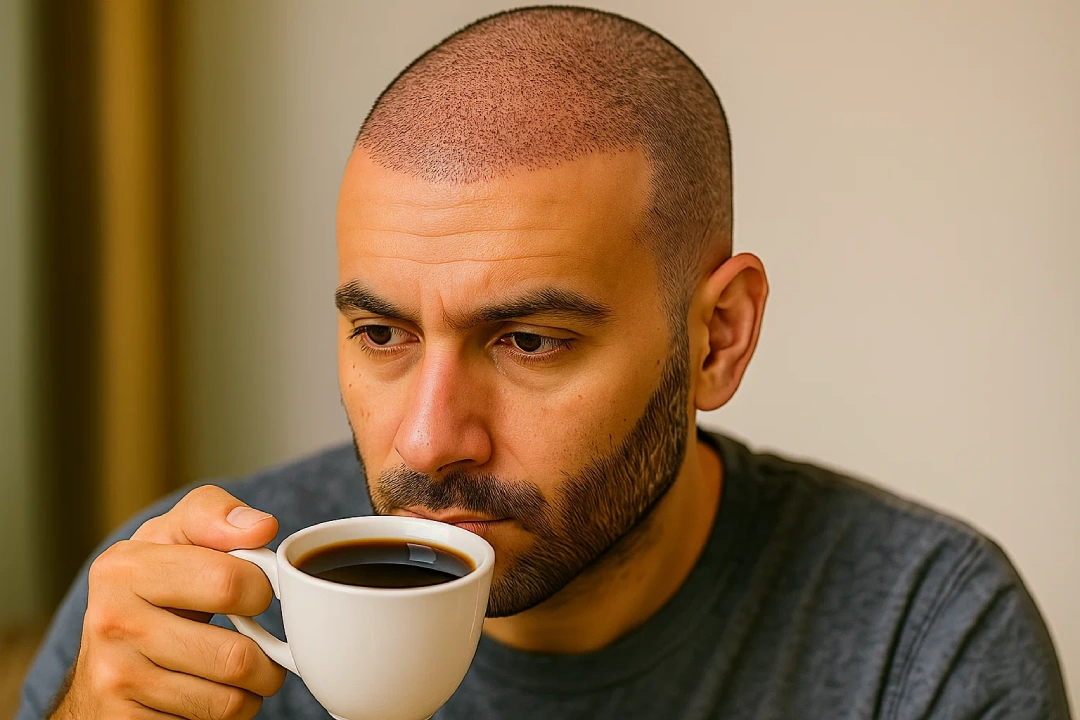 شرب القهوه و الکافئين بعد زراعة الشعر