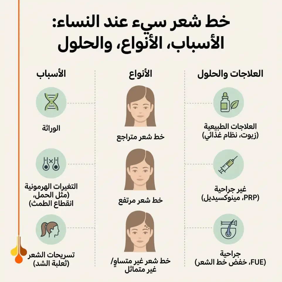أنواع خطوط الشعر المختلفة لدى النسا