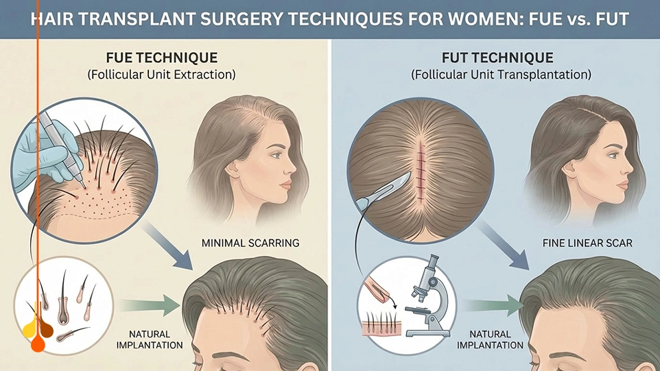 FUE - FUT hairline transplant women
