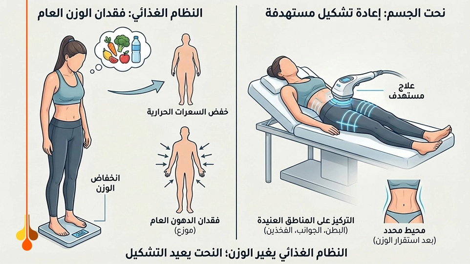 الفرق بين نحت الجسم والرجيم