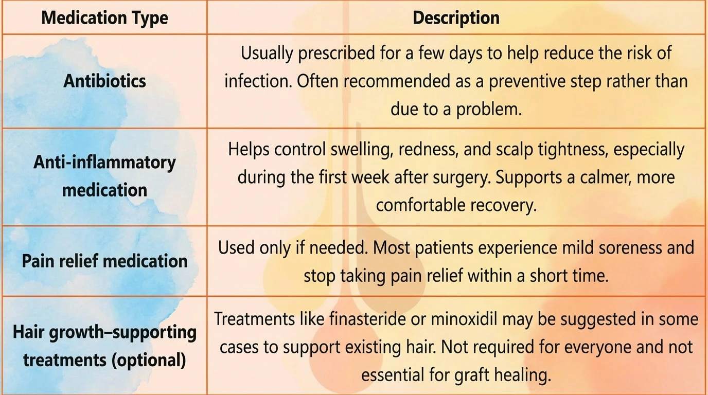 Common Medications Prescribed After a Hair Transplant