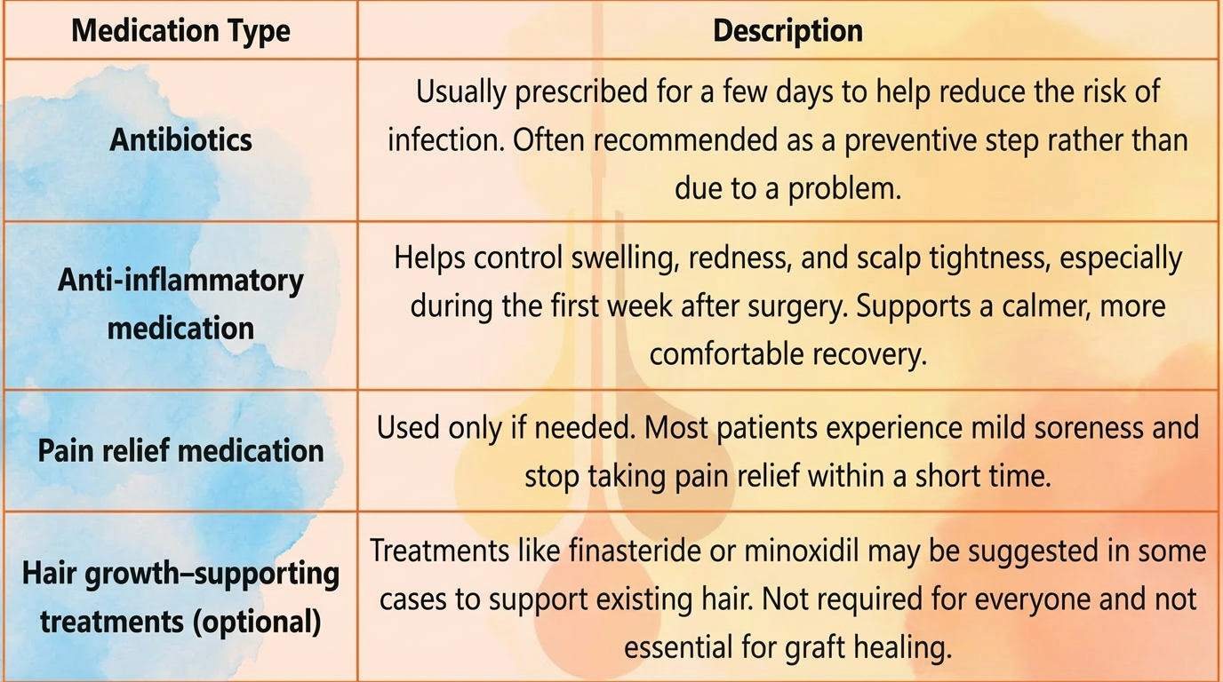 Common Medications Prescribed After a Hair Transplant